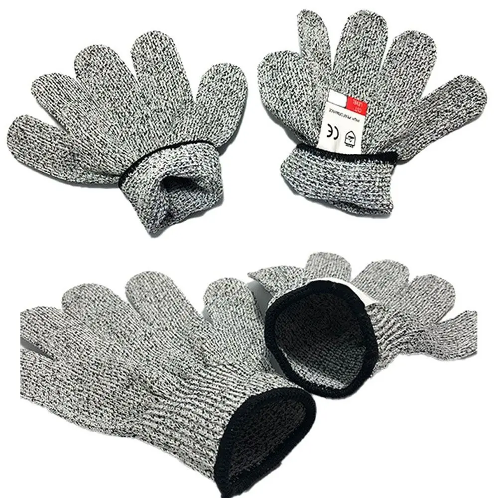Grey Pink Blue Child Anti-cutting Gloves Wear-resistance HPPE Work Safety Gloves Wood Work Lever 5 Protective Mittens