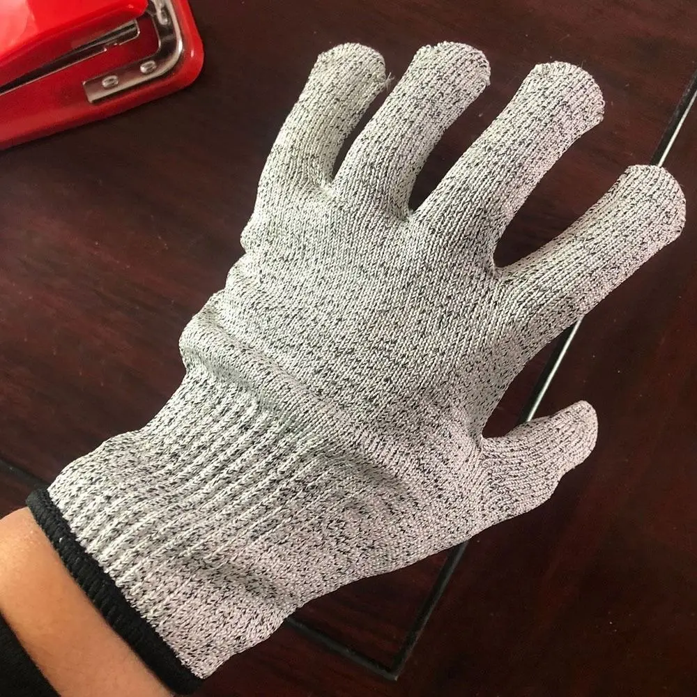 Grey Pink Blue Child Anti-cutting Gloves Wear-resistance HPPE Work Safety Gloves Wood Work Lever 5 Protective Mittens