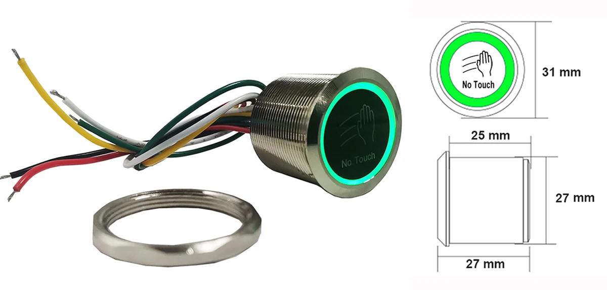 DC12V 24V Led Time Delay Sensitive Distance Adjustable Door Lock Release Switch Sensor Infrared No Touch Exit Button