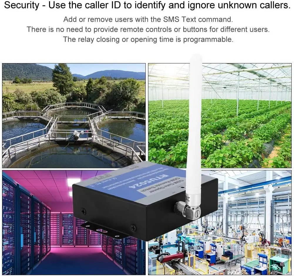 RTU5024 GSM Gate Opener Relay Switch Wireless Remote Control Door Access Long Antenna Free Call 850/900/1800/1900MHz Door Opener