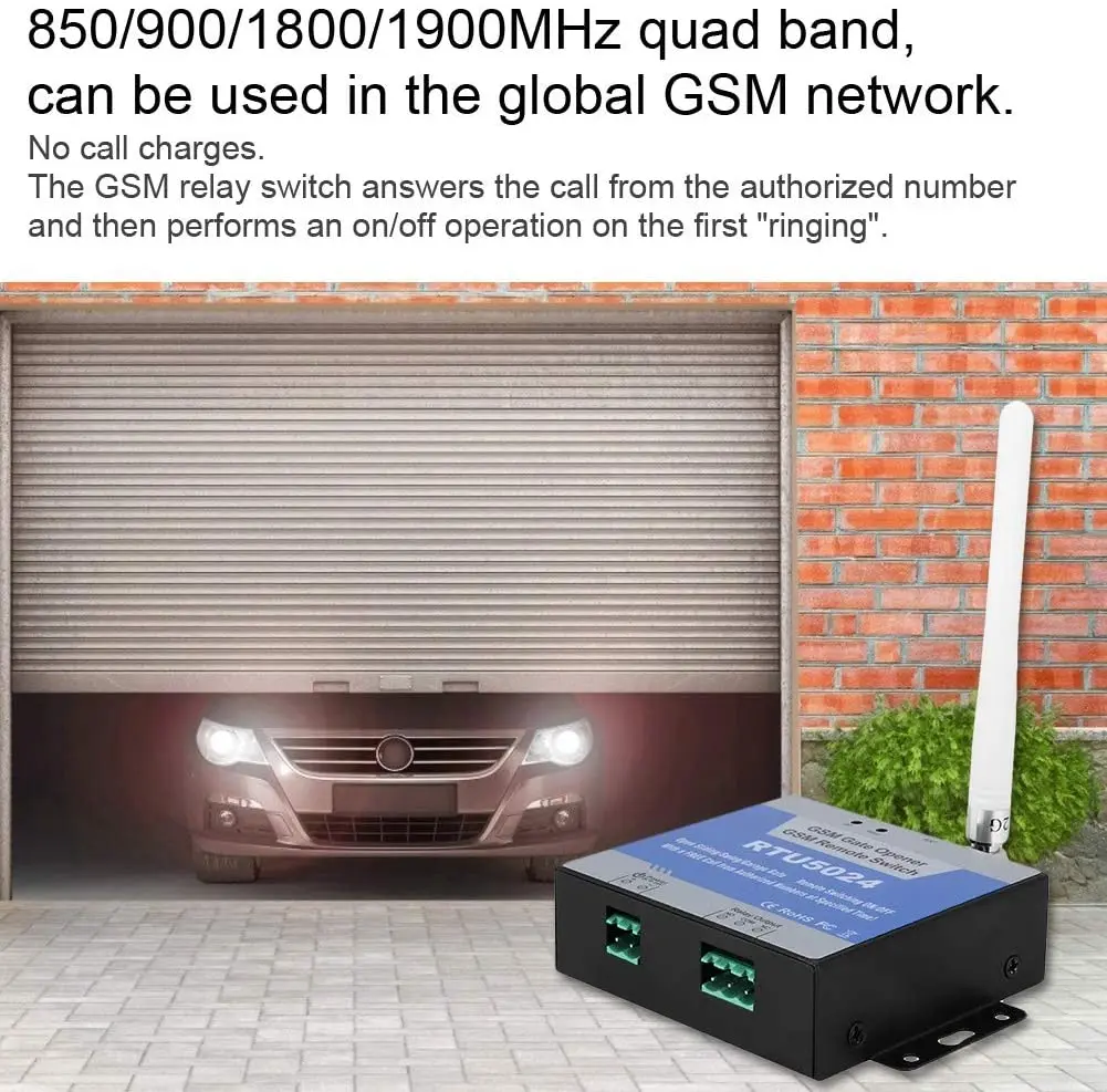 RTU5024 GSM Gate Opener Relay Switch Wireless Remote Control Door Access Long Antenna Free Call 850/900/1800/1900MHz Door Opener
