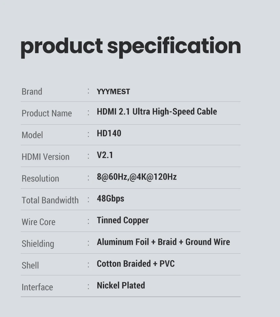 HDMI-Compatible 2.1 Cable Ultra High-speed 8K/60Hz 4K/120Hz For Xiaomi Mi XBox PS5 HDR10+ Dolby Vision 48Gbps HDMI-Compatible 8K