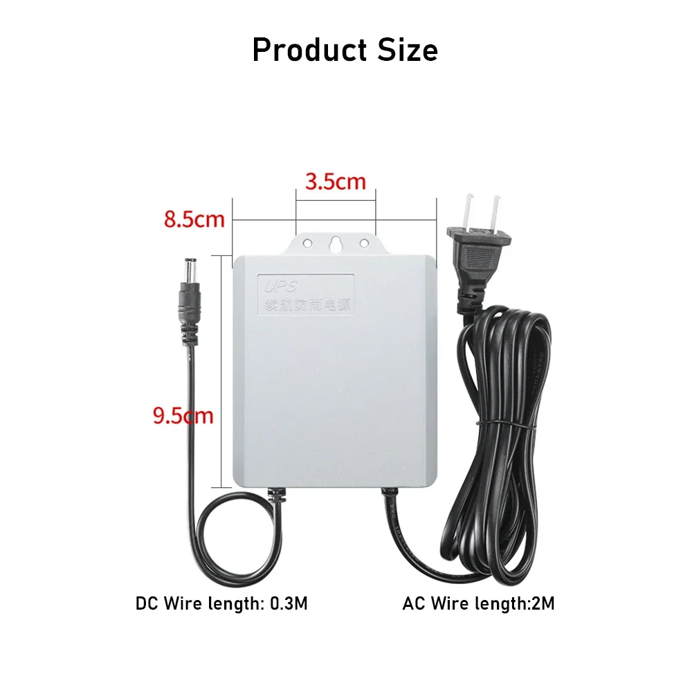 Outdoor UPS Surveillance Power Supply Without Battery, 12V2A CCTV Waterproof Adapter, IP Camera Power Failure Renewal System