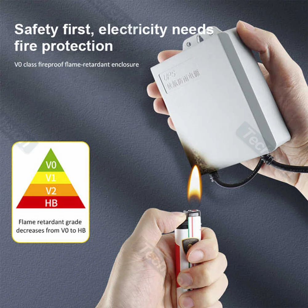 Outdoor UPS Surveillance Power Supply Without Battery, 12V2A CCTV Waterproof Adapter, IP Camera Power Failure Renewal System