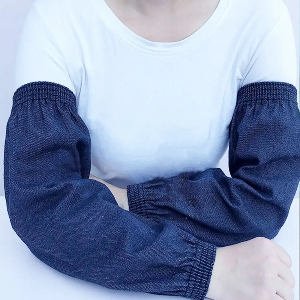 Thickened Arm Protective Sleeves Antifouling Dark Blue Welding Work Sleevelet Wear Resistant Anti-scalding Denim Oversleeves