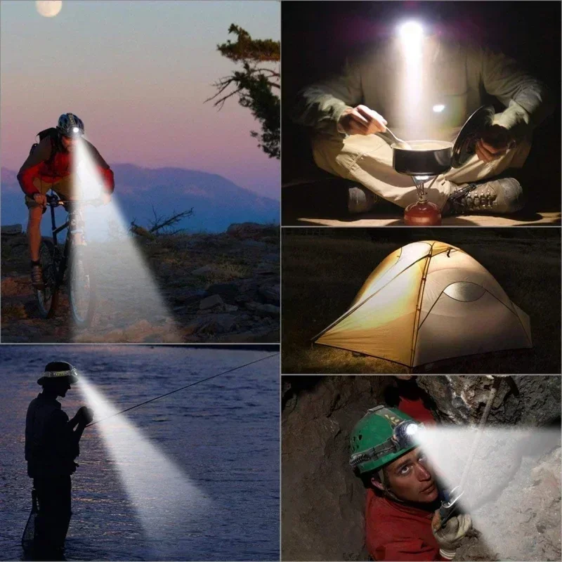 Powerful LED Induction Headlamp USB/DC Rechargeable Headlight Aluminium Alloy Outdoor Fishing Head Lamp High Lumen Head Torch