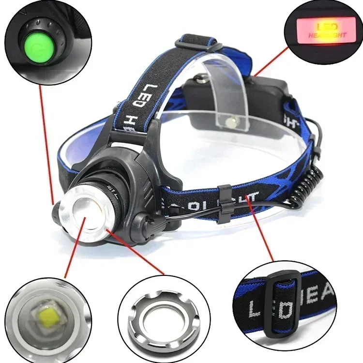 Powerful LED Induction Headlamp USB/DC Rechargeable Headlight Aluminium Alloy Outdoor Fishing Head Lamp High Lumen Head Torch