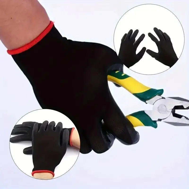 20/50PCS Coating Nylon PU Work Gloves Safety Non-slip Durable Coating Nylon PU Work Gloves Camping Lock Edge Colour Random