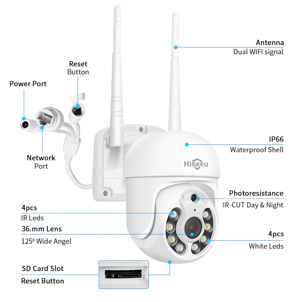 Hiseeu 3/5MP WiFi Security Surveillance Camera System Kit Motion Tracking Color Night Vision 10CH NVR Wireless CCTV Cameras Set