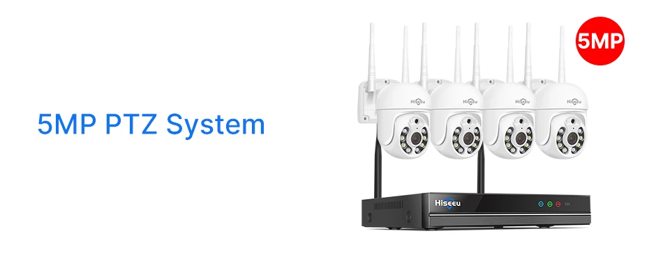 Hiseeu 3/5MP WiFi Security Surveillance Camera System Kit Motion Tracking Color Night Vision 10CH NVR Wireless CCTV Cameras Set