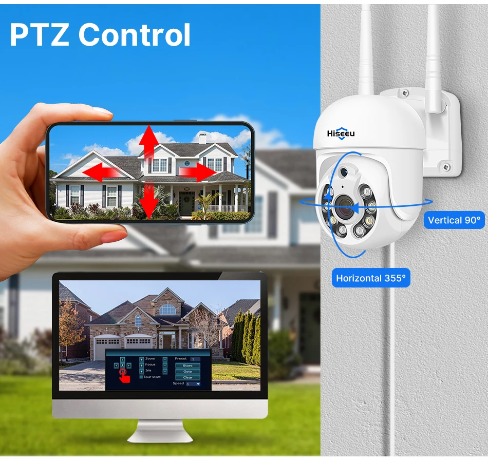 Hiseeu 3/5MP WiFi Security Surveillance Camera System Kit Motion Tracking Color Night Vision 10CH NVR Wireless CCTV Cameras Set