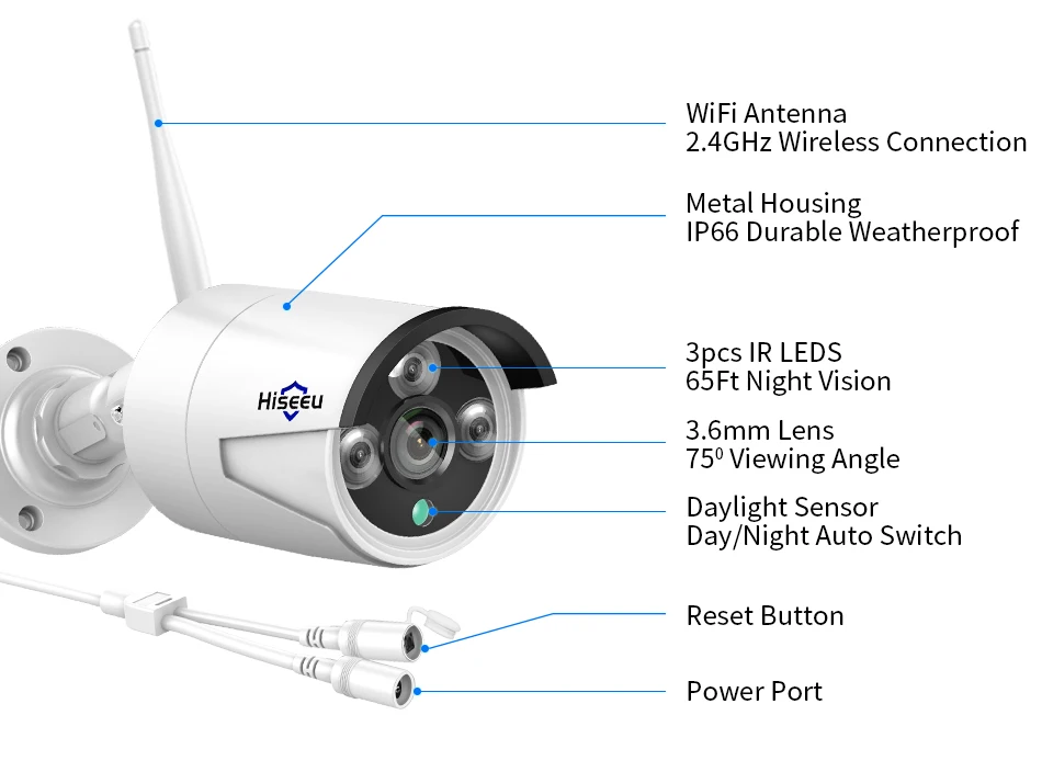 Hiseeu 3/5MP WiFi Security Surveillance Camera System Kit Motion Tracking Color Night Vision 10CH NVR Wireless CCTV Cameras Set