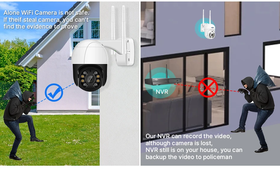 Hiseeu 3/5MP WiFi Security Surveillance Camera System Kit Motion Tracking Color Night Vision 10CH NVR Wireless CCTV Cameras Set