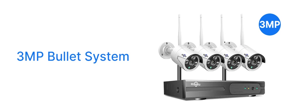 Hiseeu 3/5MP WiFi Security Surveillance Camera System Kit Motion Tracking Color Night Vision 10CH NVR Wireless CCTV Cameras Set