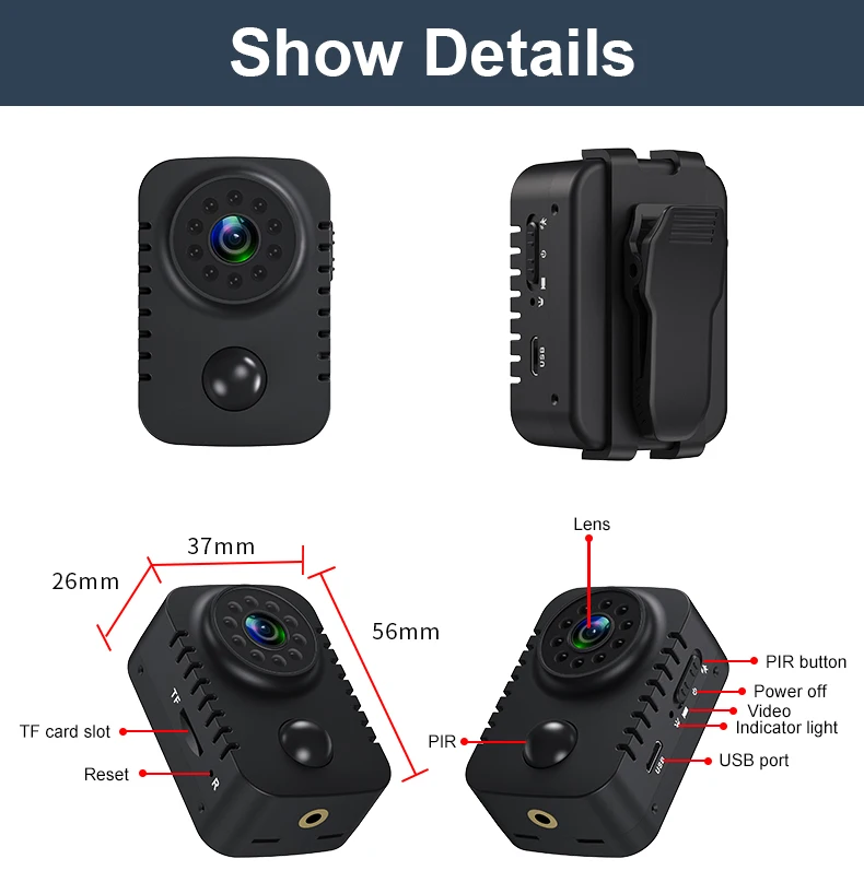 Ynmee MD29 PIR Mini Camera 1080P Full HD Smart Security Pocket Night Vision Camcorder Standby Video Recorder No APP Body Cams