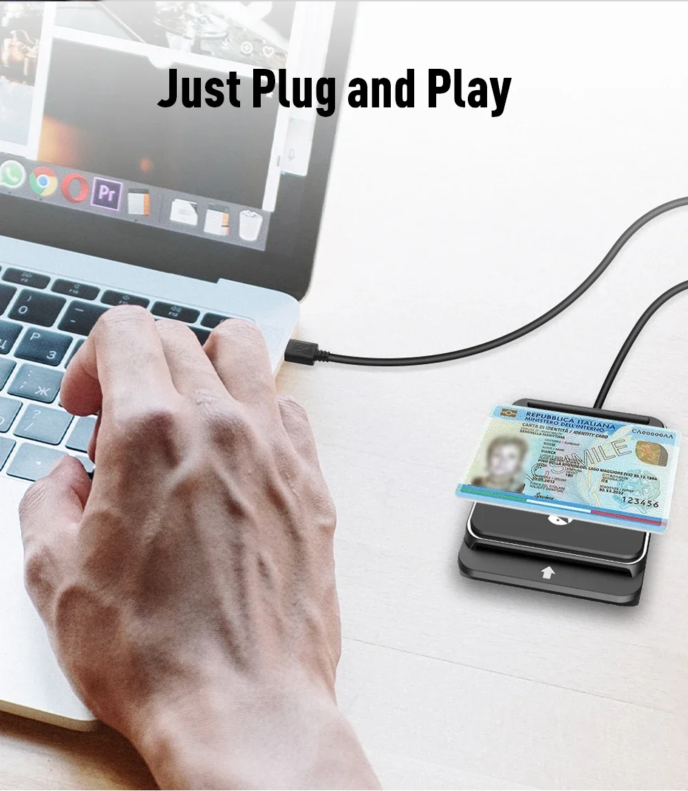Zoweetek CIE Identity Smart Card Reader for DNI CRS CNS Compatible with Windows