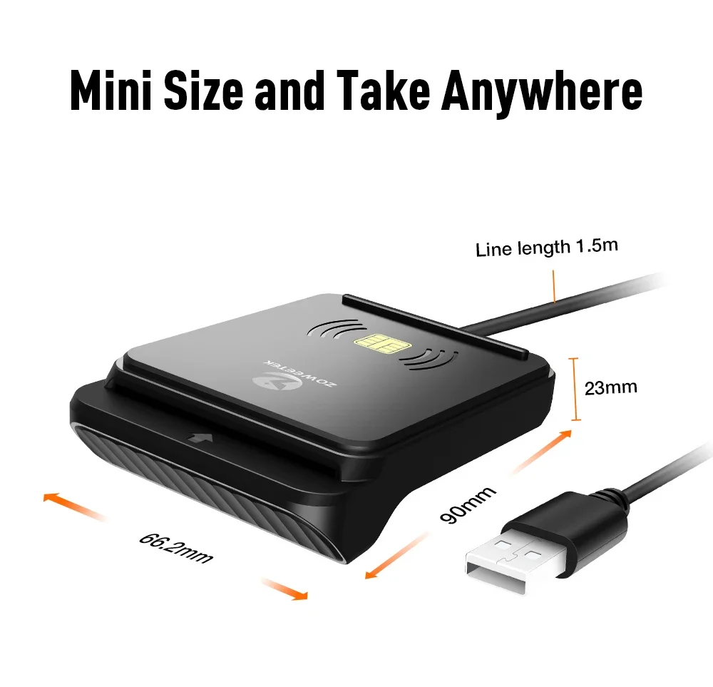 Zoweetek CIE Identity Smart Card Reader for DNI CRS CNS Compatible with Windows