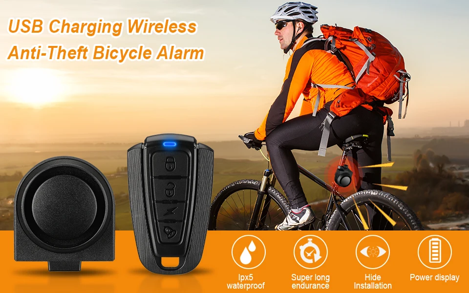 New Bicycle Alarm Taillight Waterproof Smart Auto Brake Sensing Tail Lamp Remote Control USB Charge Bike Rear Light