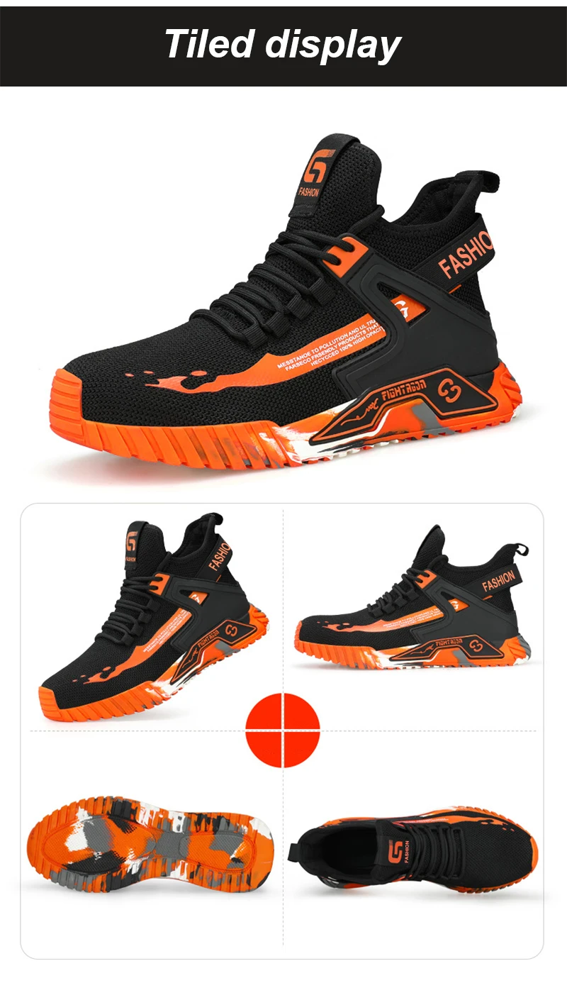 High Top Man Boots Safety Protective Shoes Steel Toe Work Shoes Men Anti-puncture Safety Shoes Men Women Work Safety Boots