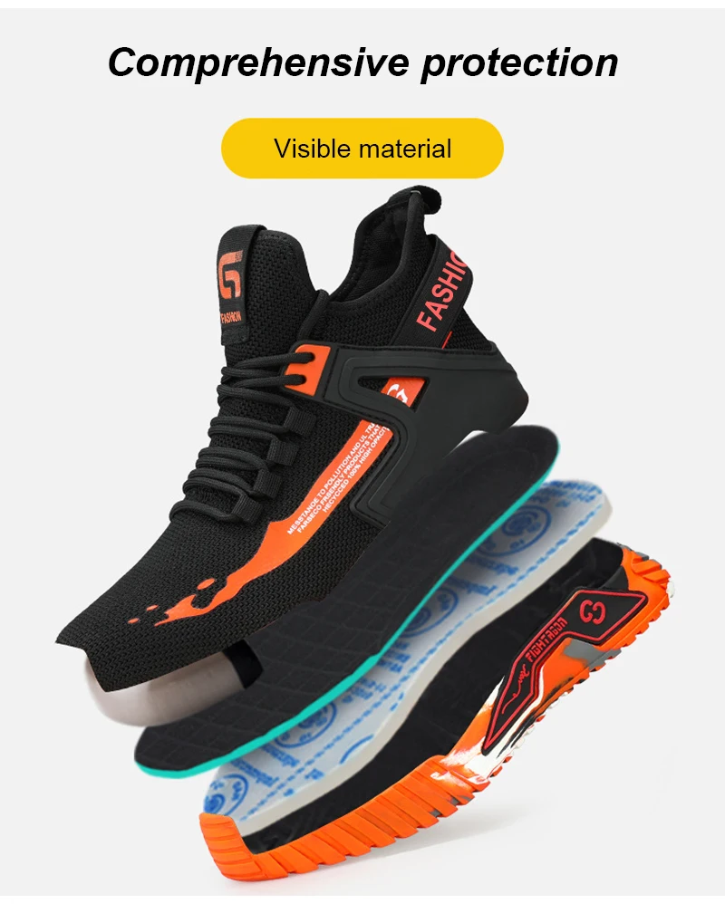 High Top Man Boots Safety Protective Shoes Steel Toe Work Shoes Men Anti-puncture Safety Shoes Men Women Work Safety Boots