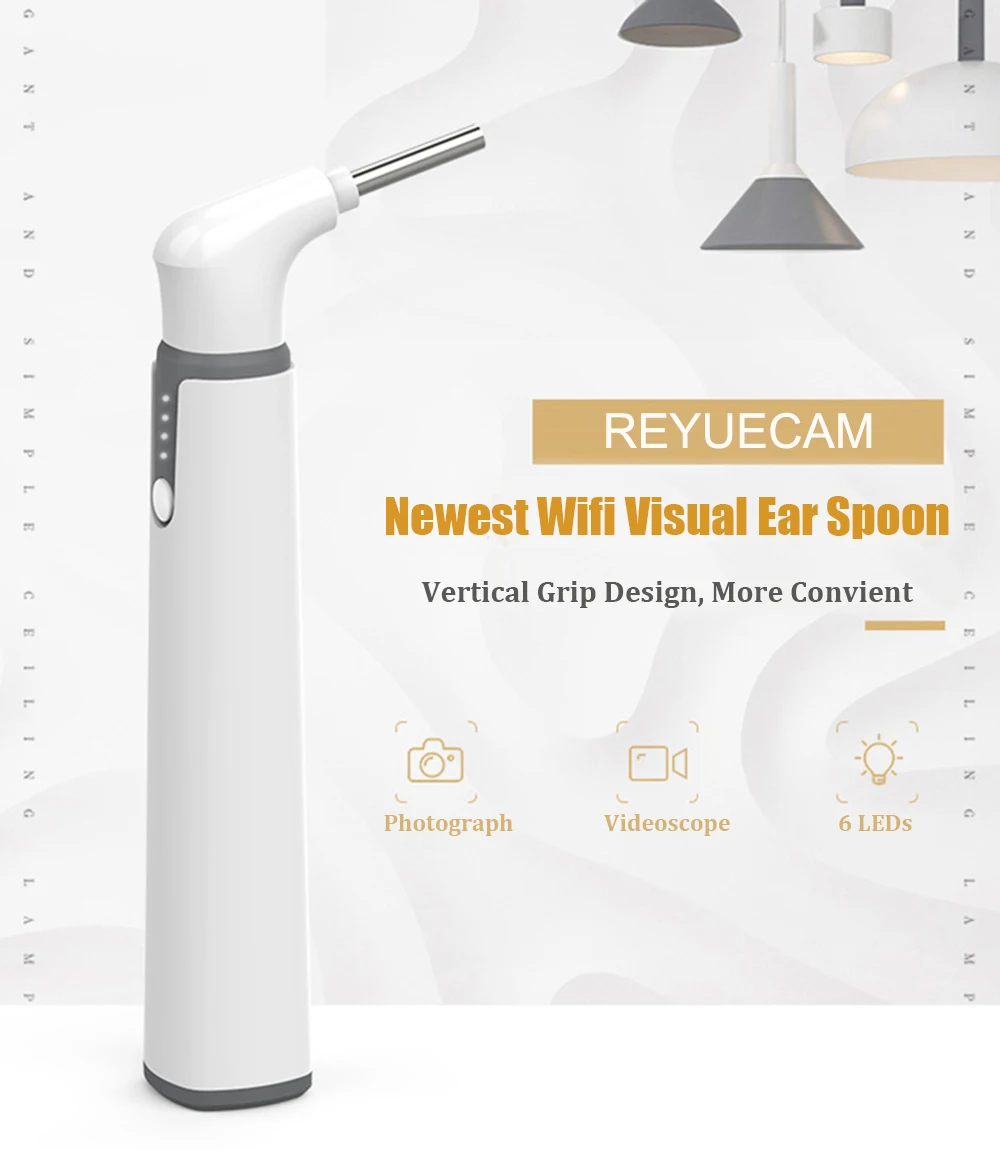Wifi Otoscope Ear Camera 3.9mm 1080P HD Ear Scope with 6 LED Lights for Kids and Adults Support Android and iPhone