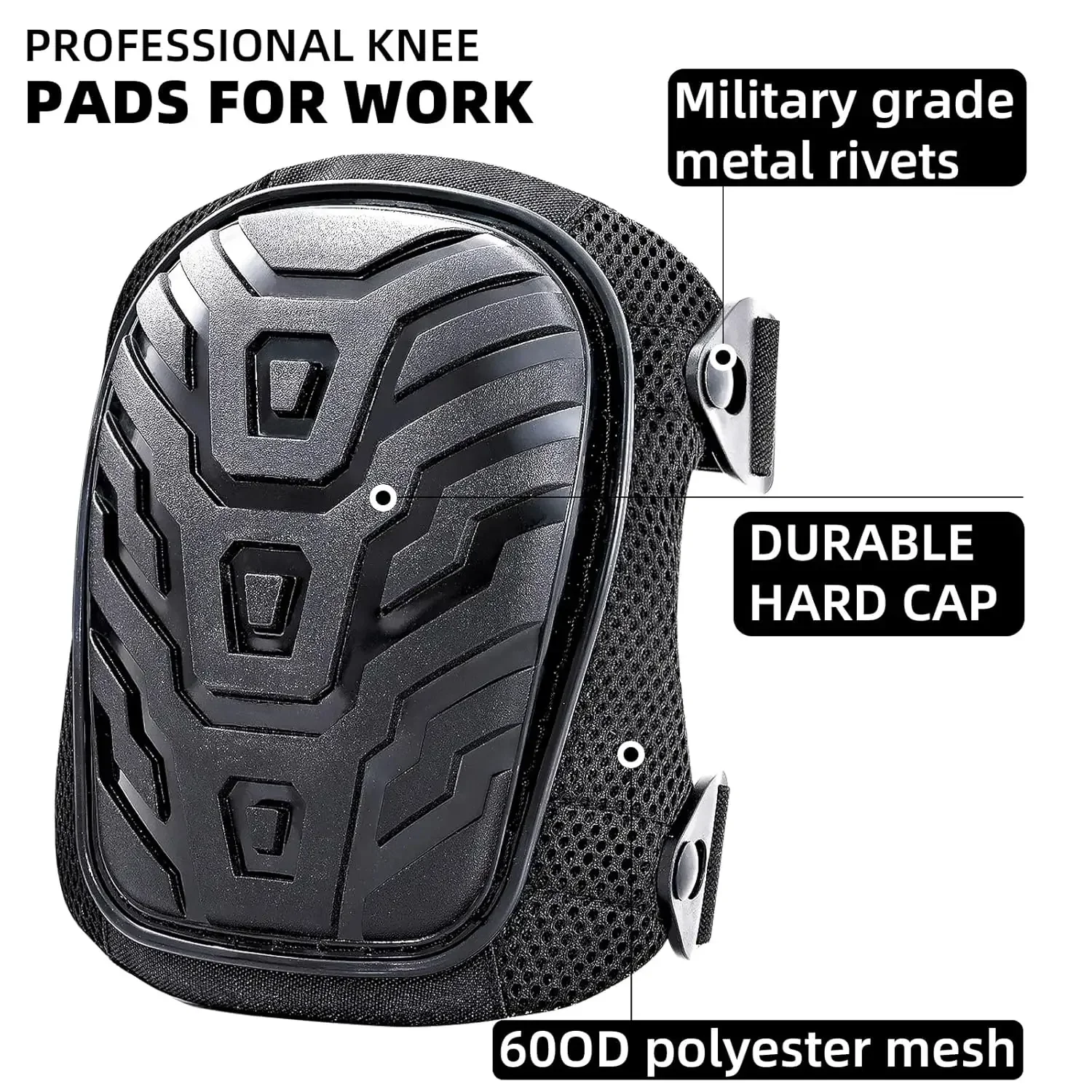 Professional Knee Pads for Work with Secure Double Straps & Regulable Clips Would Industrial Heavy Duty Tactical Gardening