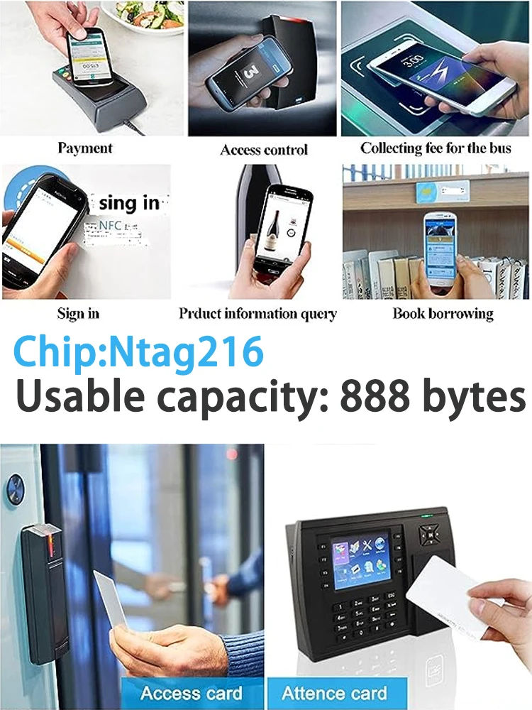 Ntag216 NFC Cards Printable NFC 216 Card 888 Bytes Memory iOS Compatible Digital Business NFC Tags for All NFC Enabled Devices
