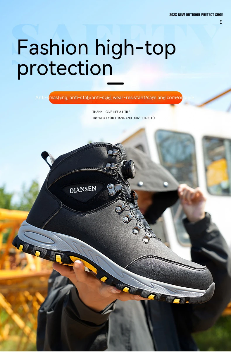 Rotating Button Safety Shoes Men Work Sneakers Indestructible Shoes Puncture-Proof Protective Shoes Work Boots Tactical Boots