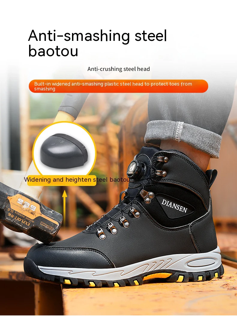 Rotating Button Safety Shoes Men Work Sneakers Indestructible Shoes Puncture-Proof Protective Shoes Work Boots Tactical Boots