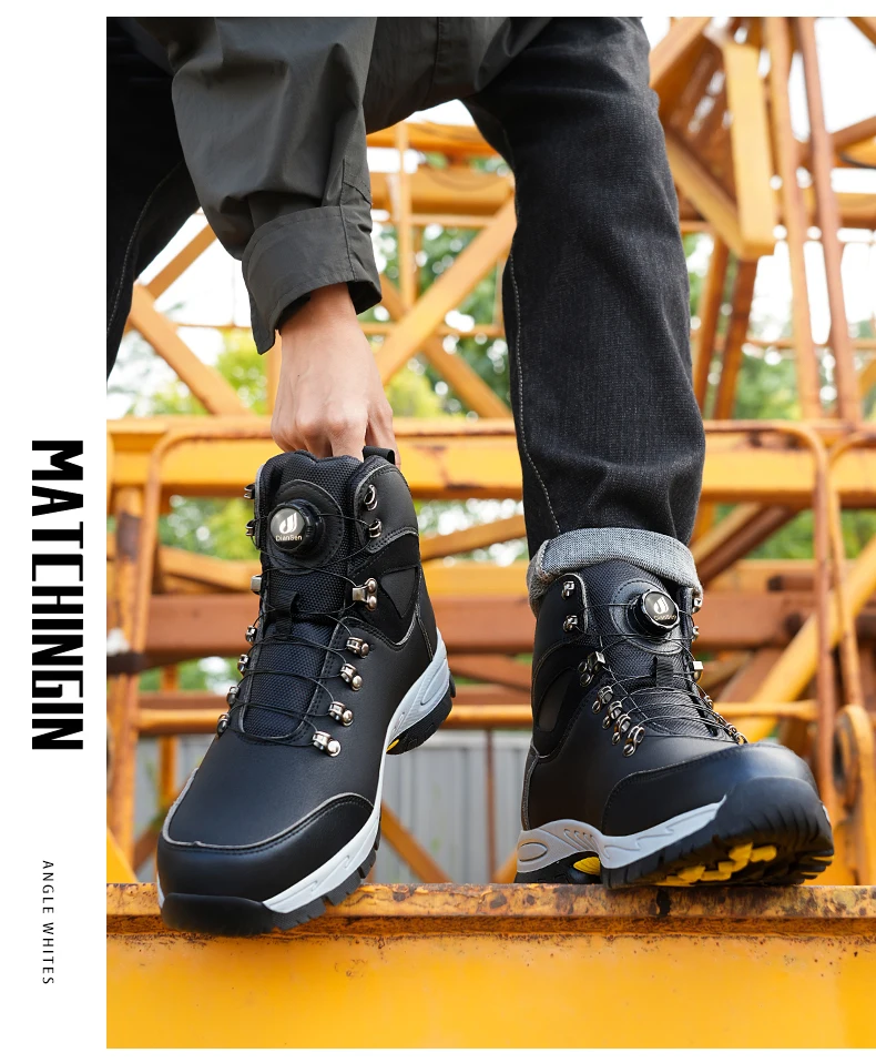Rotating Button Safety Shoes Men Work Sneakers Indestructible Shoes Puncture-Proof Protective Shoes Work Boots Tactical Boots