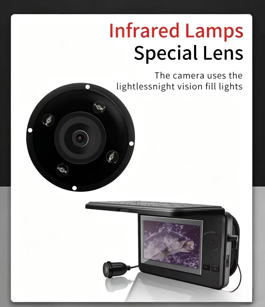 Erchang F431B Underwater Fishing Camera With 4x Digital Zoom 4.3 Inch 4000mAh 15m Infrared Winter Fisherman Camera For Fishing