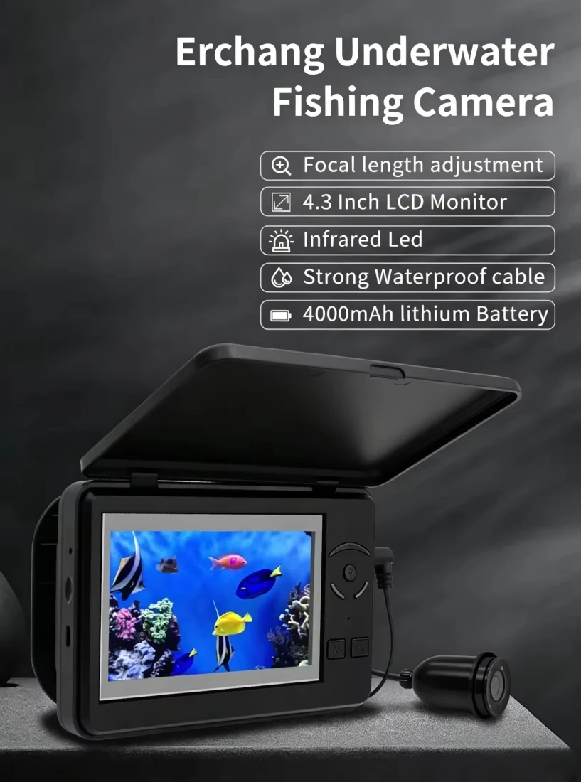 Erchang F431B Underwater Fishing Camera With 4x Digital Zoom 4.3 Inch 4000mAh 15m Infrared Winter Fisherman Camera For Fishing