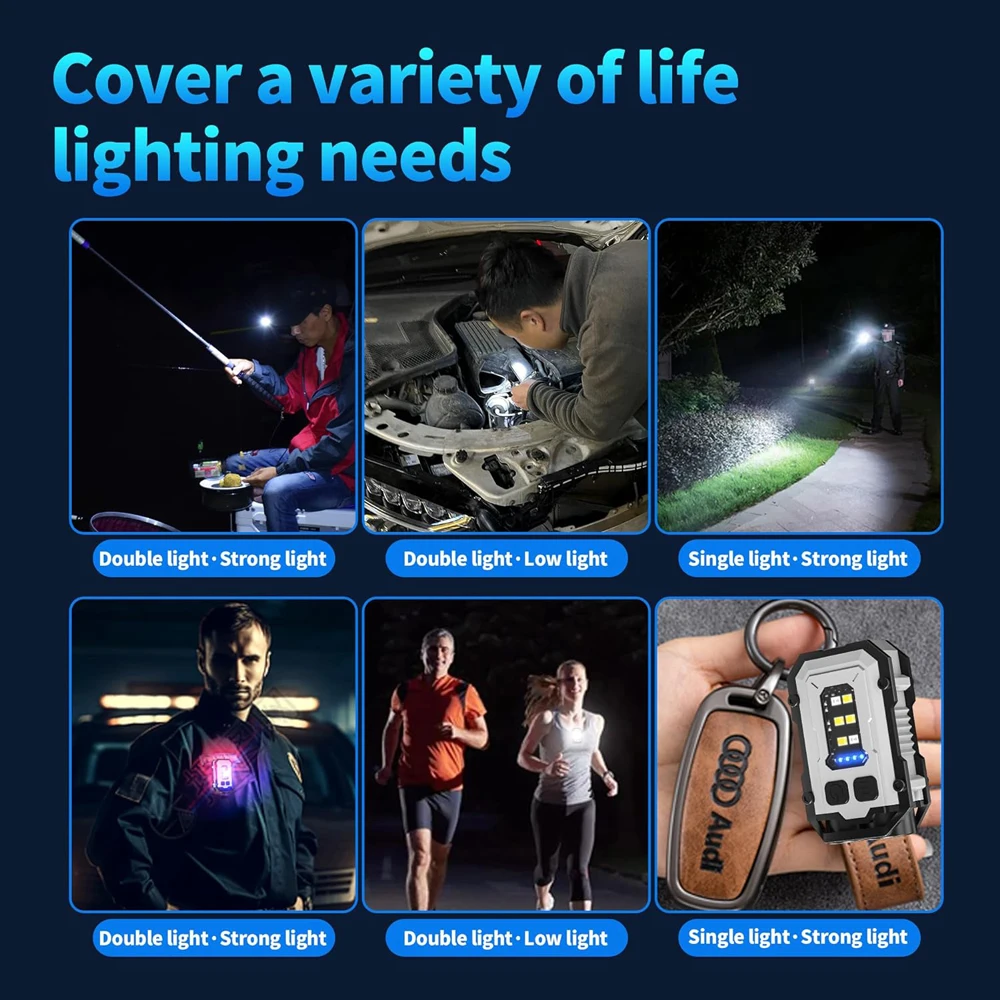 Powerful Pocket Torch Light Magnetic Flashlight Super Bright LED Multifunctional Linterna COB LED EDC Mini Keychain Flashlight