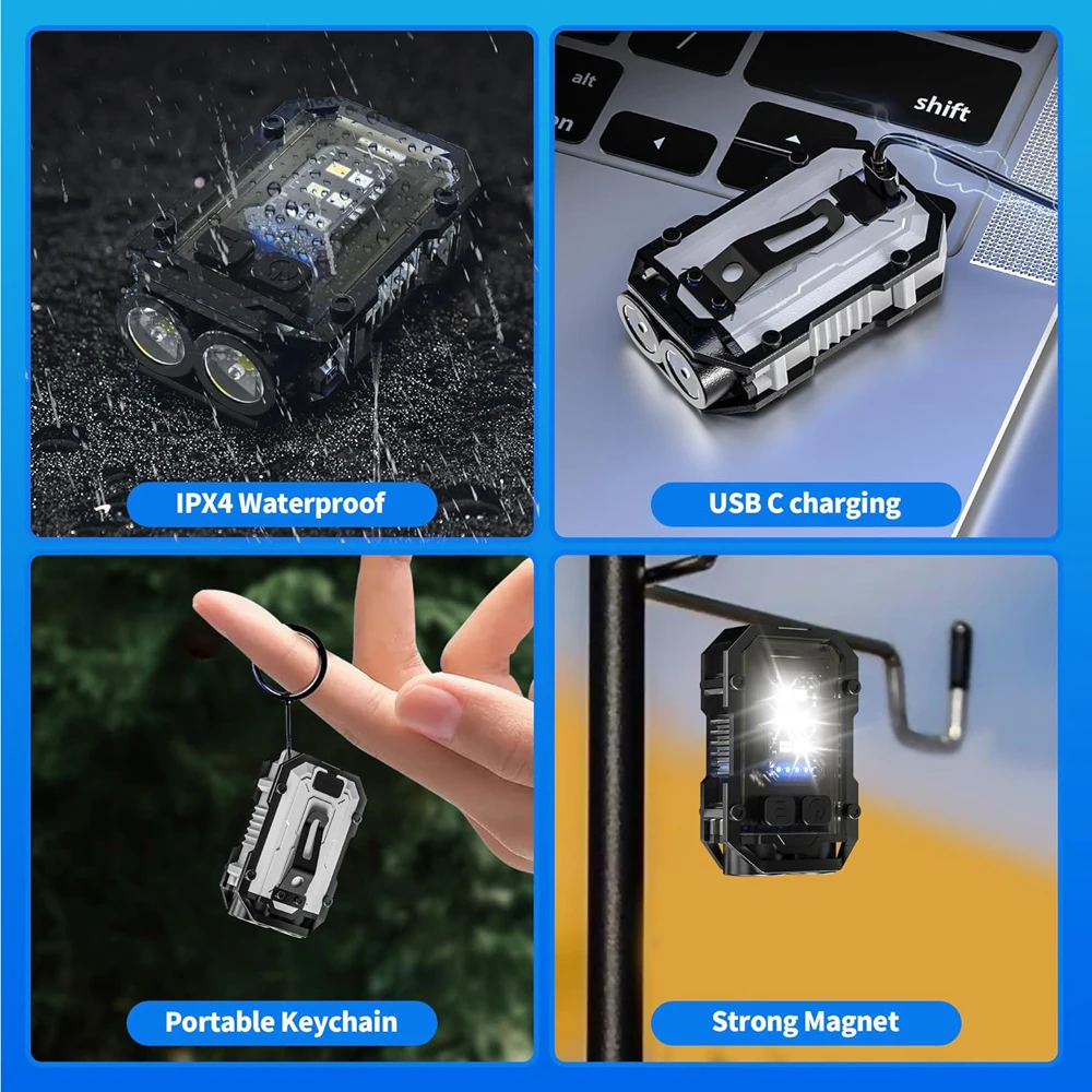 Powerful Pocket Torch Light Magnetic Flashlight Super Bright LED Multifunctional Linterna COB LED EDC Mini Keychain Flashlight
