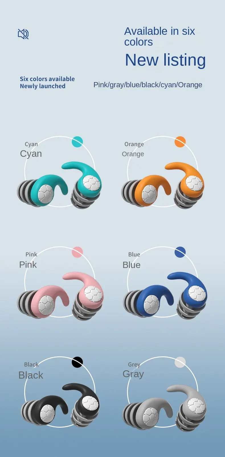 Silicone Noise Cancelling Earplugs Noise Filter Sleep Swimming Waterproof Three Layer Mute Earplugs