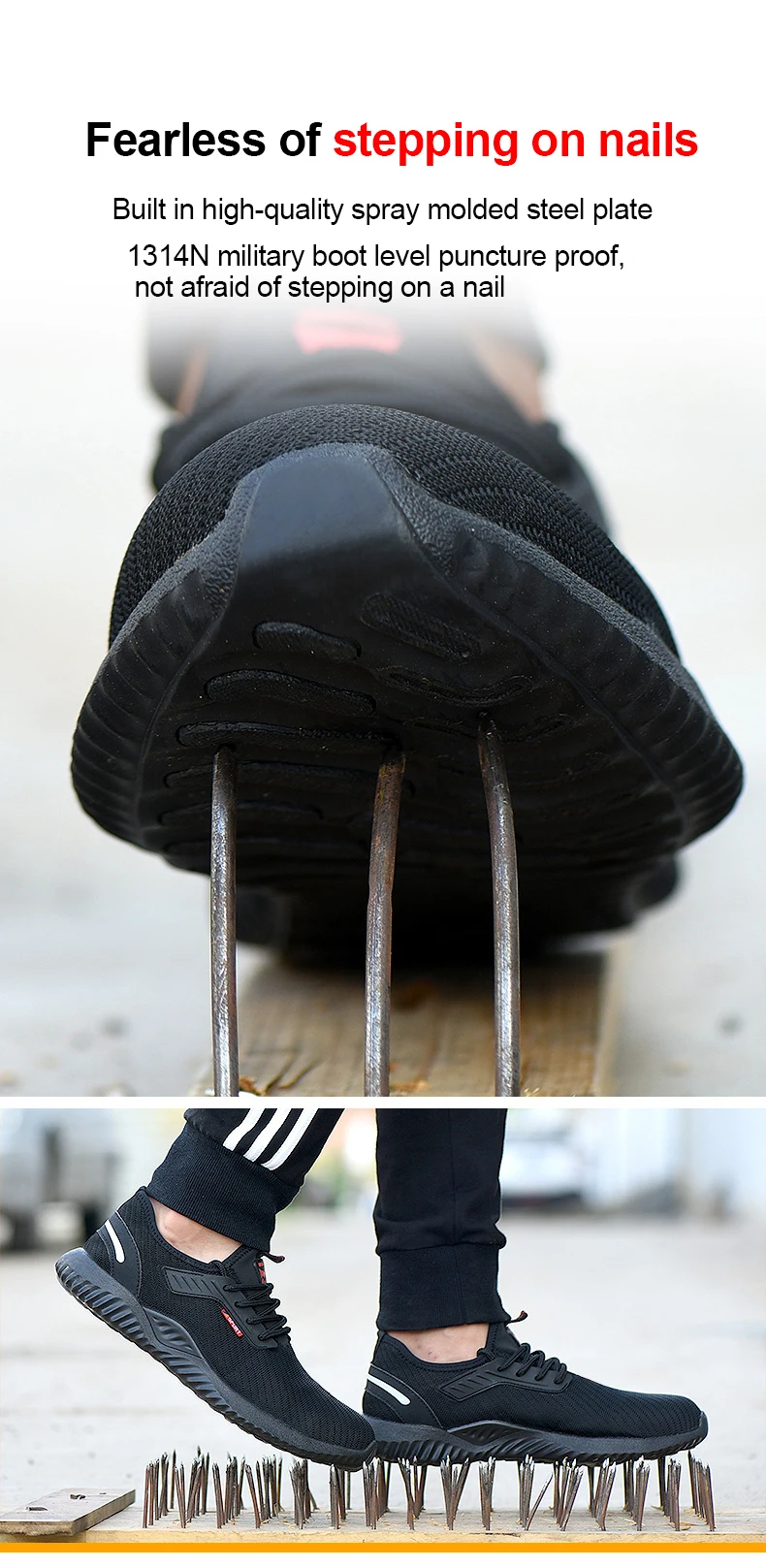 Work Sneakers Steel Toe Shoes Men Safety Shoes Puncture-Proof Work Shoes Boots Fashion Indestructible Footwear Security