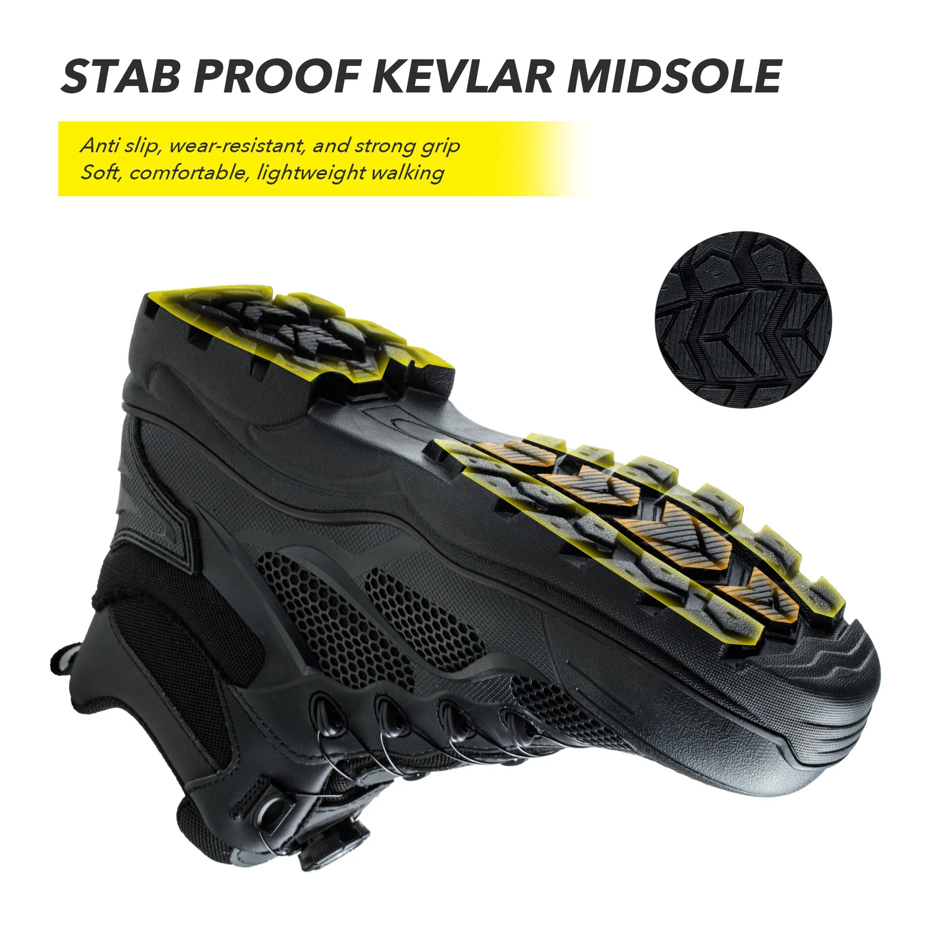 Men's New High-Top Knob Buckle Lightweight Breathable Anti-Smash Steel Head Anti-Stabbing Safety Protection Work Shoes