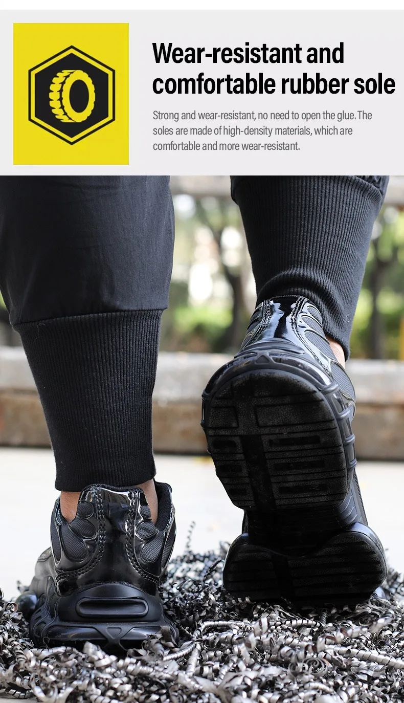 Men's New High-Top Knob Buckle Lightweight Breathable Anti-Smash Steel Head Anti-Stabbing Safety Protection Work Shoes