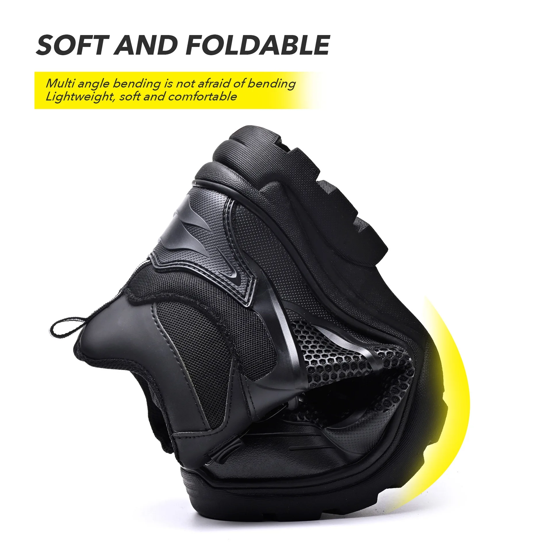 Men's New High-Top Knob Buckle Lightweight Breathable Anti-Smash Steel Head Anti-Stabbing Safety Protection Work Shoes