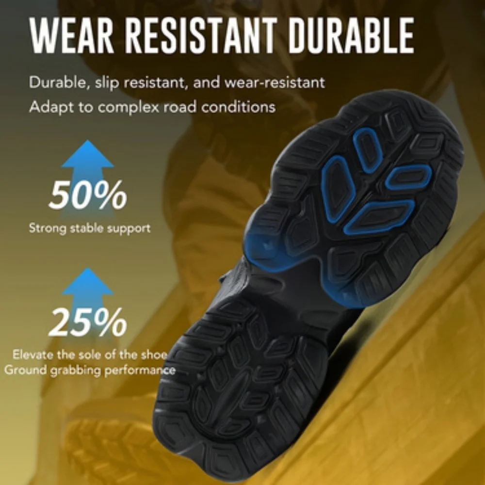 Men's New High-Top Knob Buckle Lightweight Breathable Anti-Smash Steel Head Anti-Stabbing Safety Protection Work Shoes