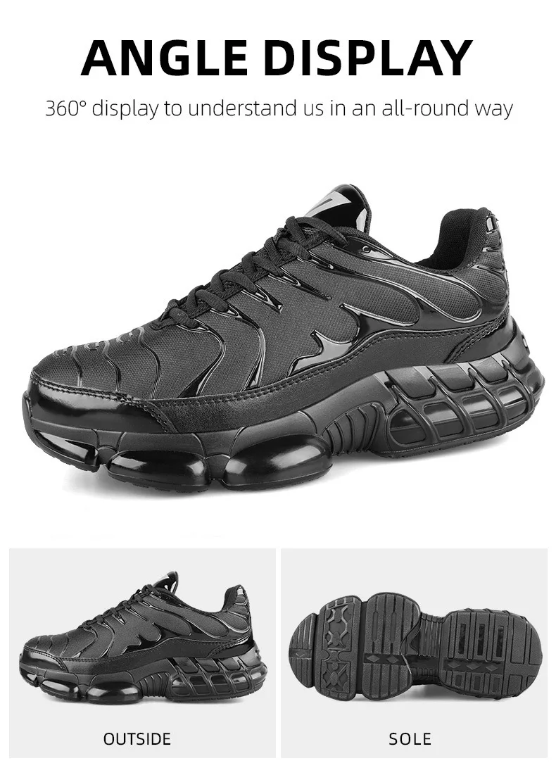 Men's New High-Top Knob Buckle Lightweight Breathable Anti-Smash Steel Head Anti-Stabbing Safety Protection Work Shoes