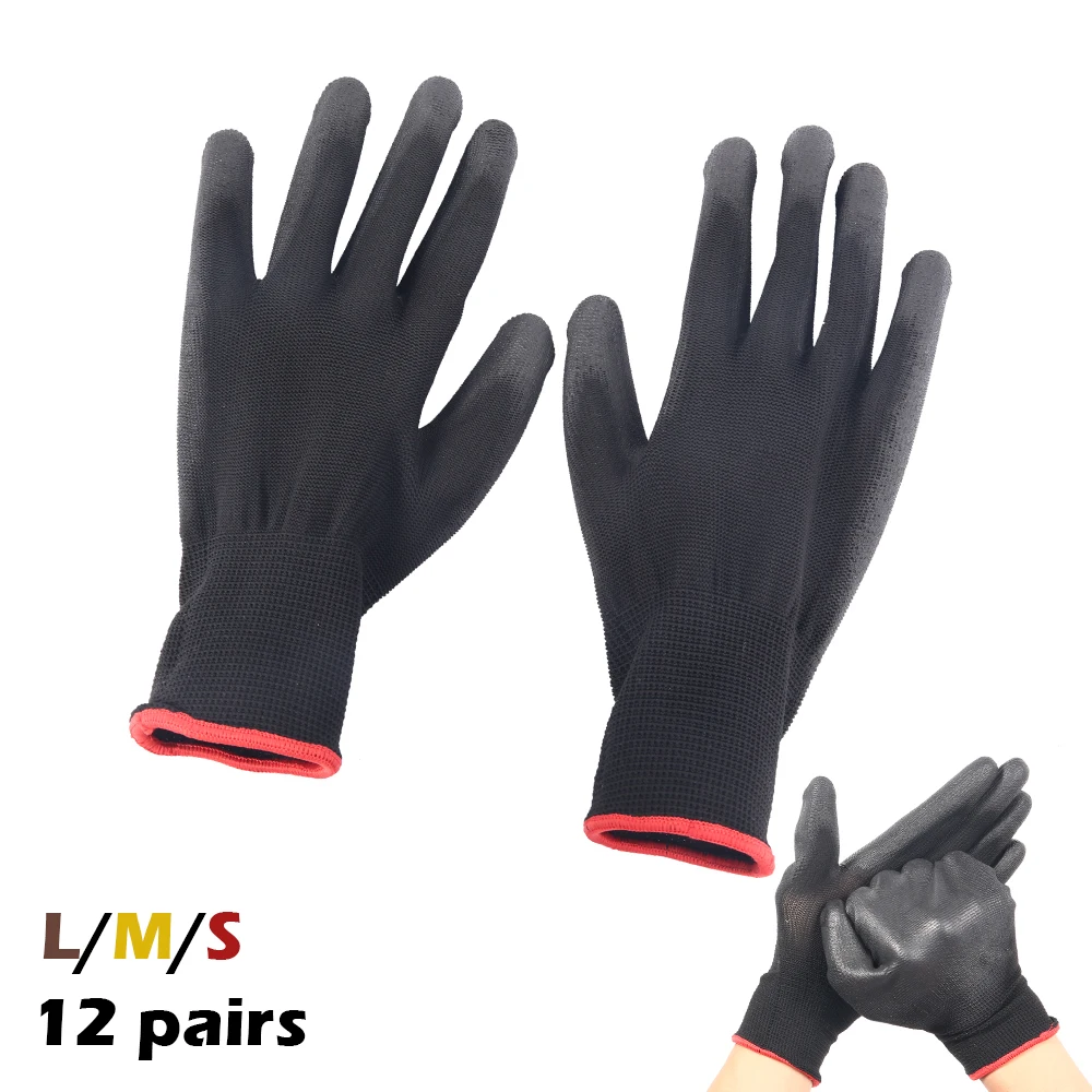 12 Pairs of Protective Work Gloves Wear-Resistant Non-Slip Anti-Static Gardening and Woodworking Machinery Safety Work Gloves