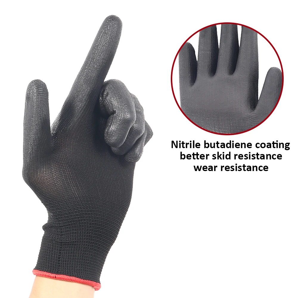 12 Pairs of Protective Work Gloves Wear-Resistant Non-Slip Anti-Static Gardening and Woodworking Machinery Safety Work Gloves