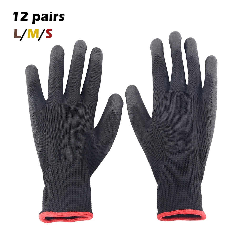12 Pairs of Protective Work Gloves Wear-Resistant Non-Slip Anti-Static Gardening and Woodworking Machinery Safety Work Gloves