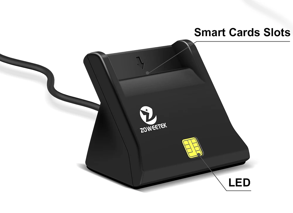 Zoweetek ZW-12026-3 EMV USB 2.0 ISO 7816 ID IC Smart Card Reader for Computer