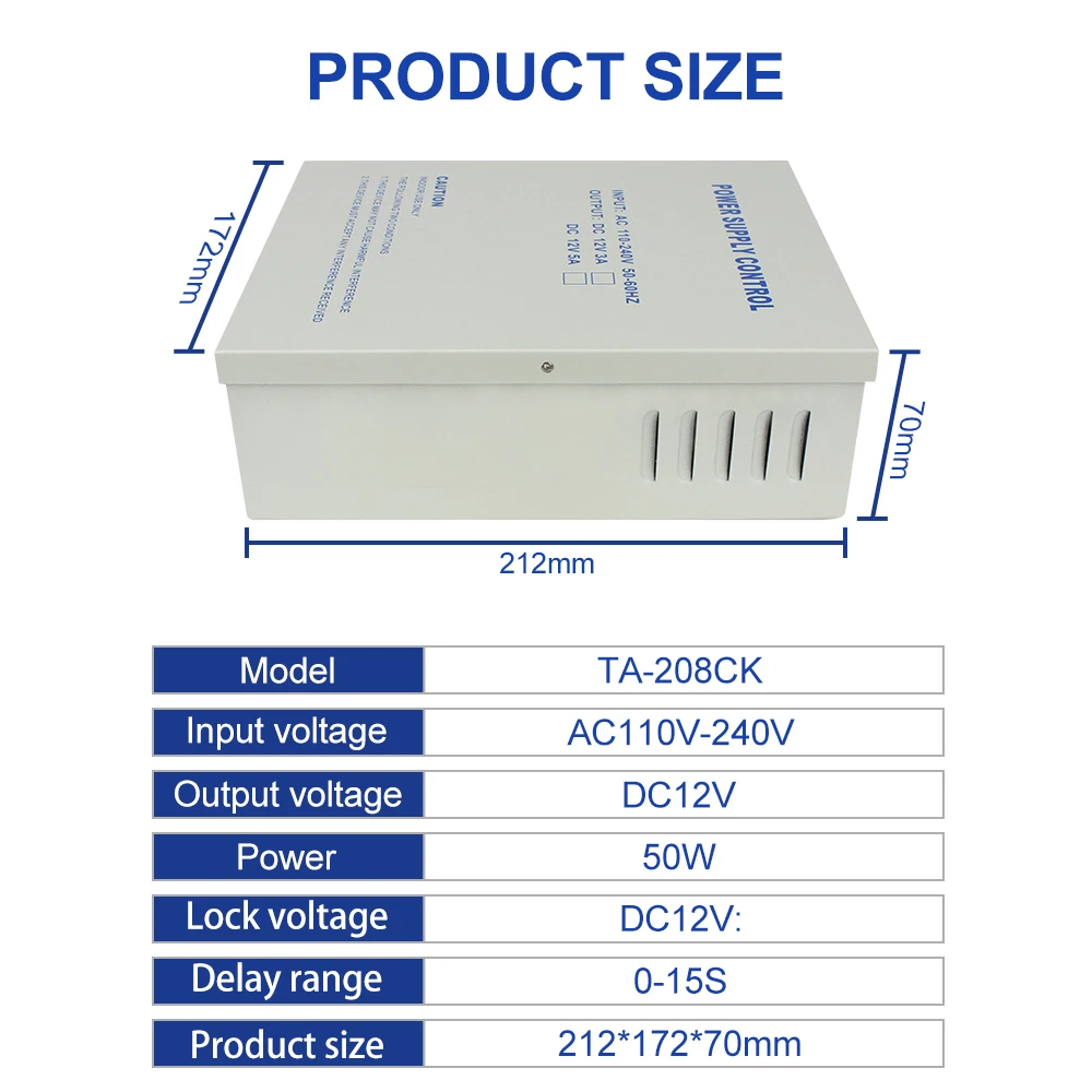 DC12V 5A 50W Door Access Control System Switch Power Supply AC 110~240V Door Access Control Power Supply K80 TA208CK TA209CK