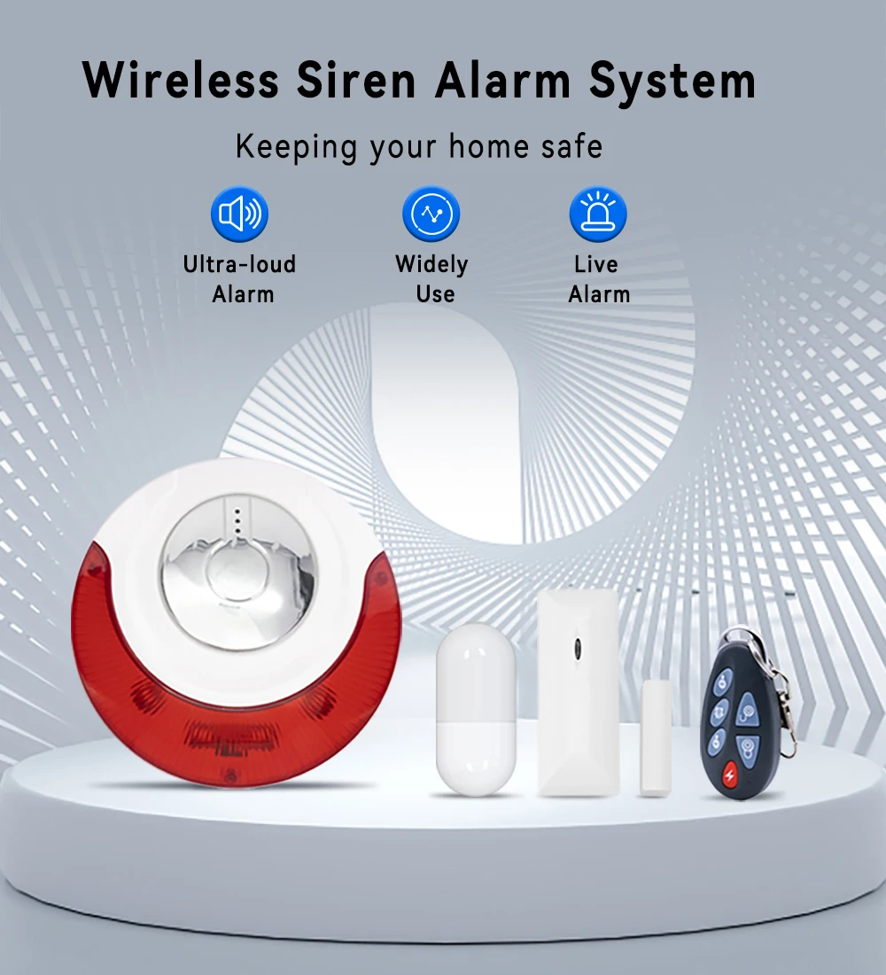 Meian Focus 110dB Siren Alarm, Home Security Alarm System, 433MHz Wireless Sirena Alarm for Home, Smart Life Security Protection