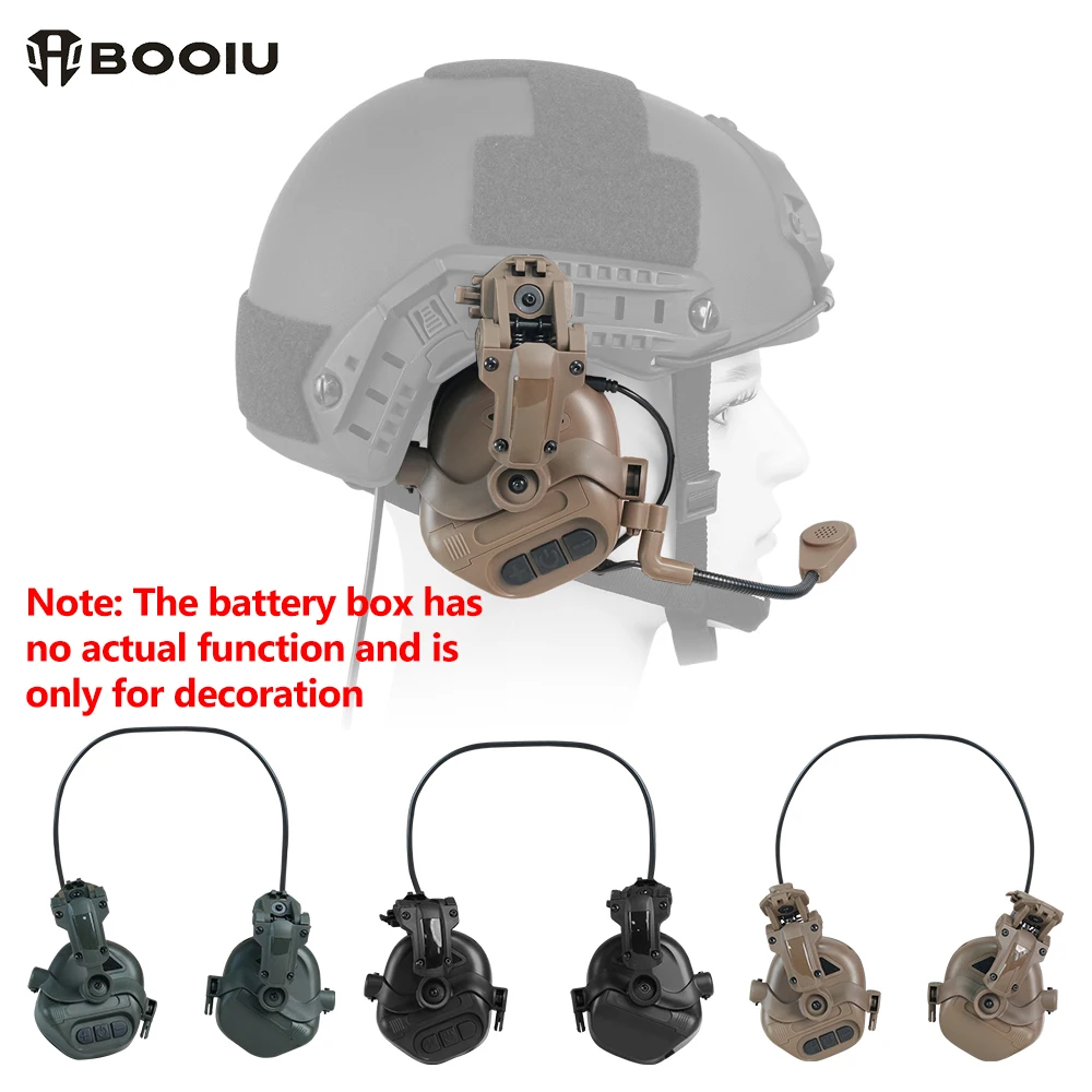 BOOIU Tactical Shooting Headset Fast Helmet 3.5mm Interface Pickup Headphones Tactical Training Communication Hearing Earmuff
