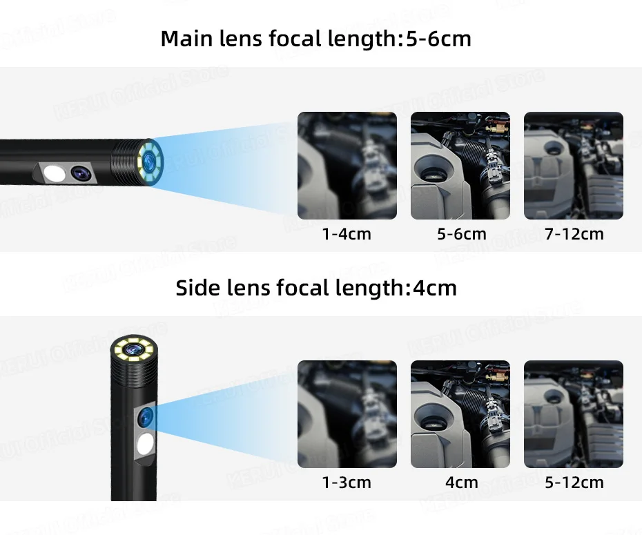 KERUI Dual Lens Industrial Endoscope Inspection Camera 4.3" LCD With Light HD 1080P IP67 Waterproof Borescope LED Sewer Car