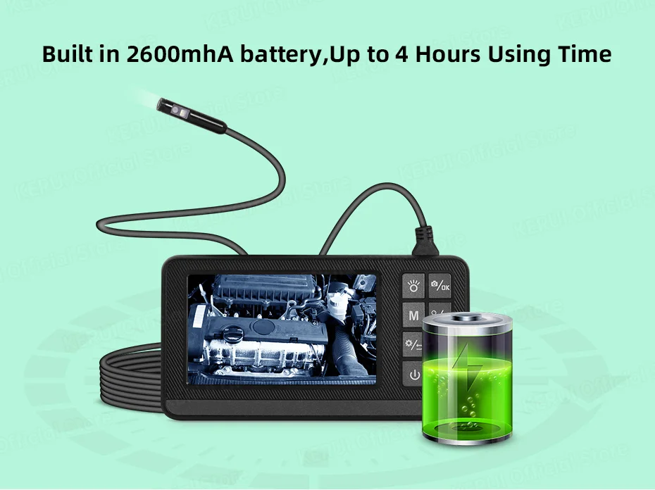 KERUI Dual Lens Industrial Endoscope Inspection Camera 4.3" LCD With Light HD 1080P IP67 Waterproof Borescope LED Sewer Car